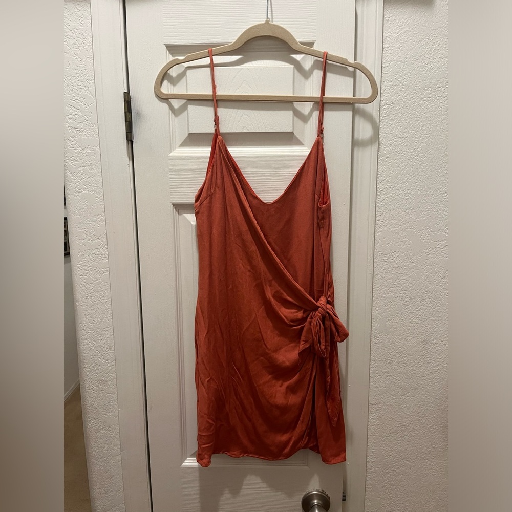 Orange wrap summer dress